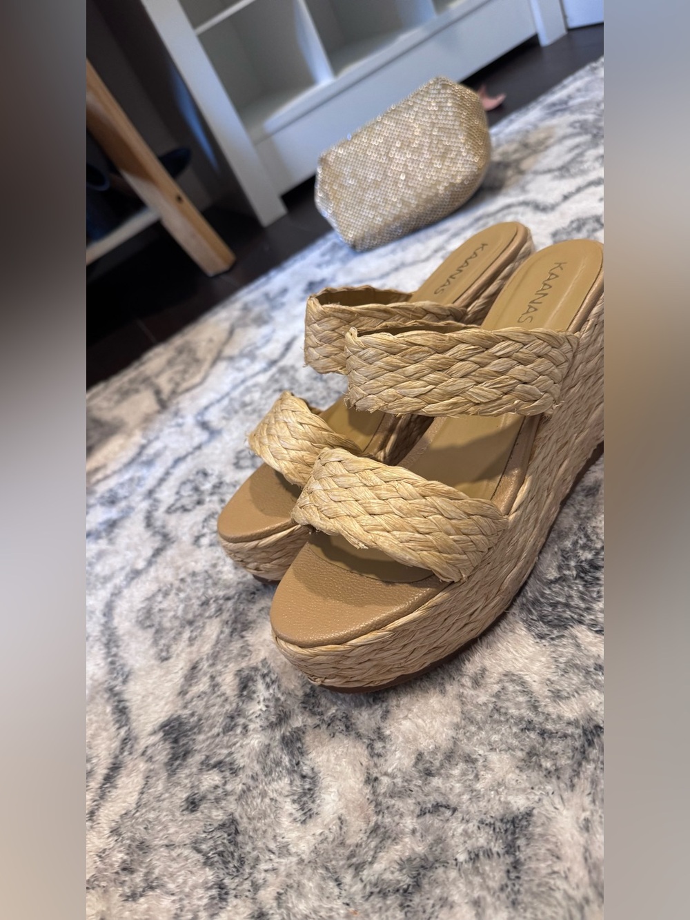 Kaanas Tenerife Natural Braided Espadrille Platform Sandals